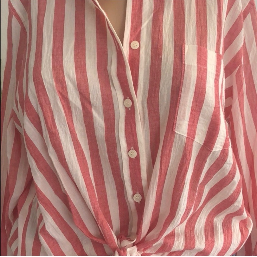 J. Crew Red and White Striped Button-Down Shirt - Picture 3 of 6